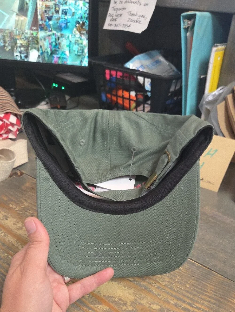 Green Baseball Cap with Pink 